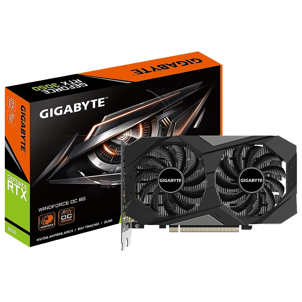 Placa de Vídeo Gigabyte Windforce OC 6GB GeForce RTX3050 GDDR6 - GV-N3050WF2OC-6GD