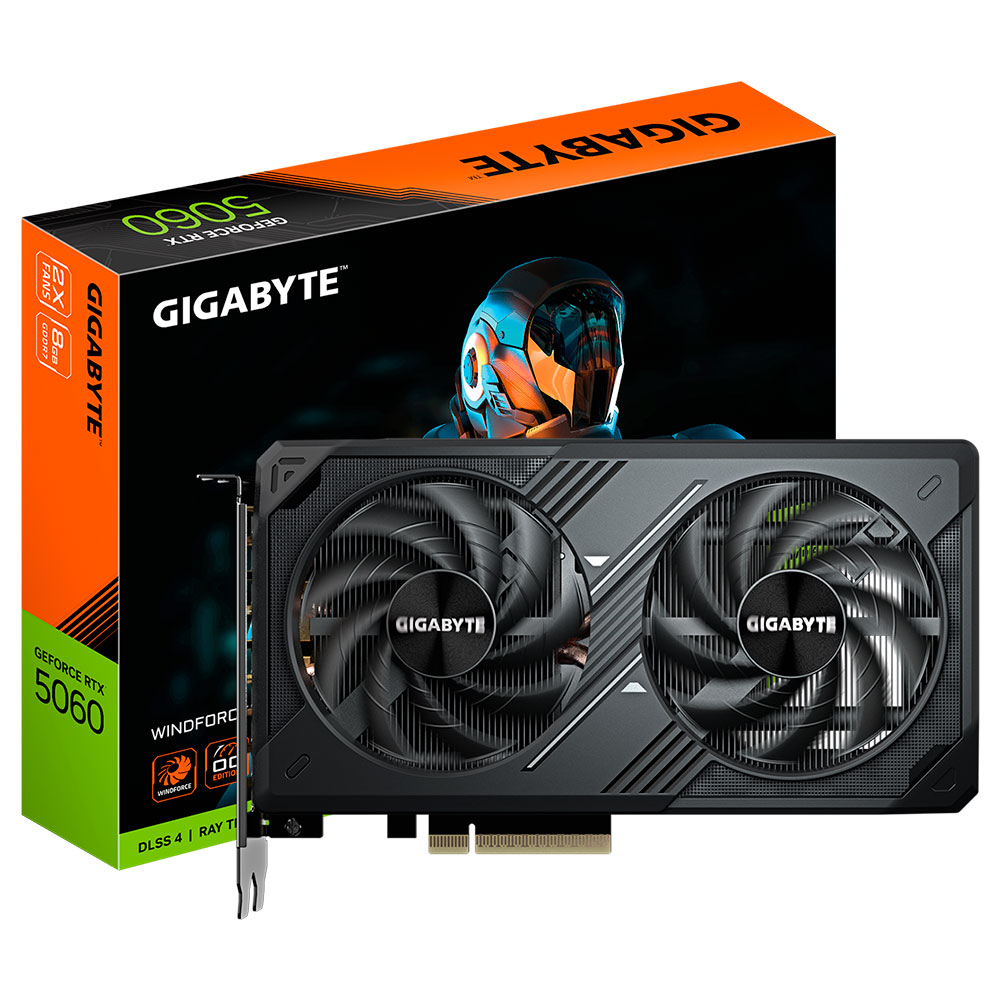 Placa de Vídeo Gigabyte Windforce OC 8GB GeForce RTX5060 GDDR7 - GV-N5060WF2OC-8GD
