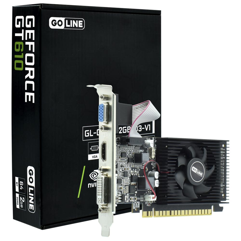 Placa de Vídeo Goline 2GB GeForce GT610 DDR3 - GL-GT610-2GB-D3-V1