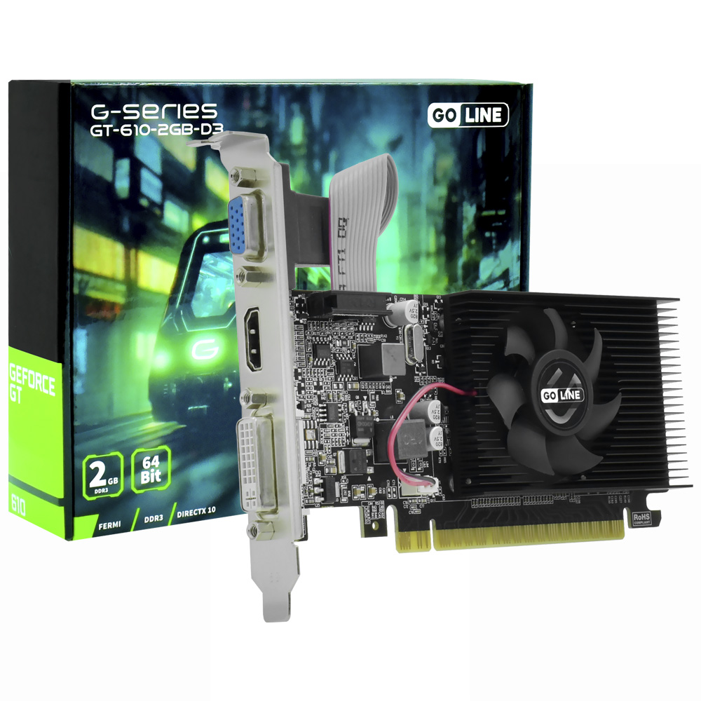 Placa de Vídeo Goline 2GB GeForce GT610 DDR3 - GT-610-2GB-D3