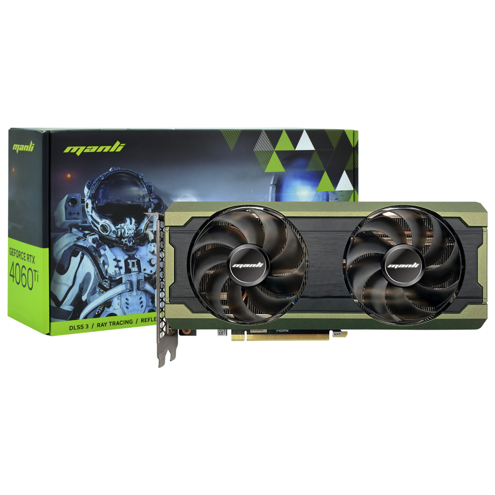 Placa de Vídeo Manli Twin 16GB GeForce RTX4060TI GDDR6 - M-NRTX4060TI/6RMHPPP-M2581