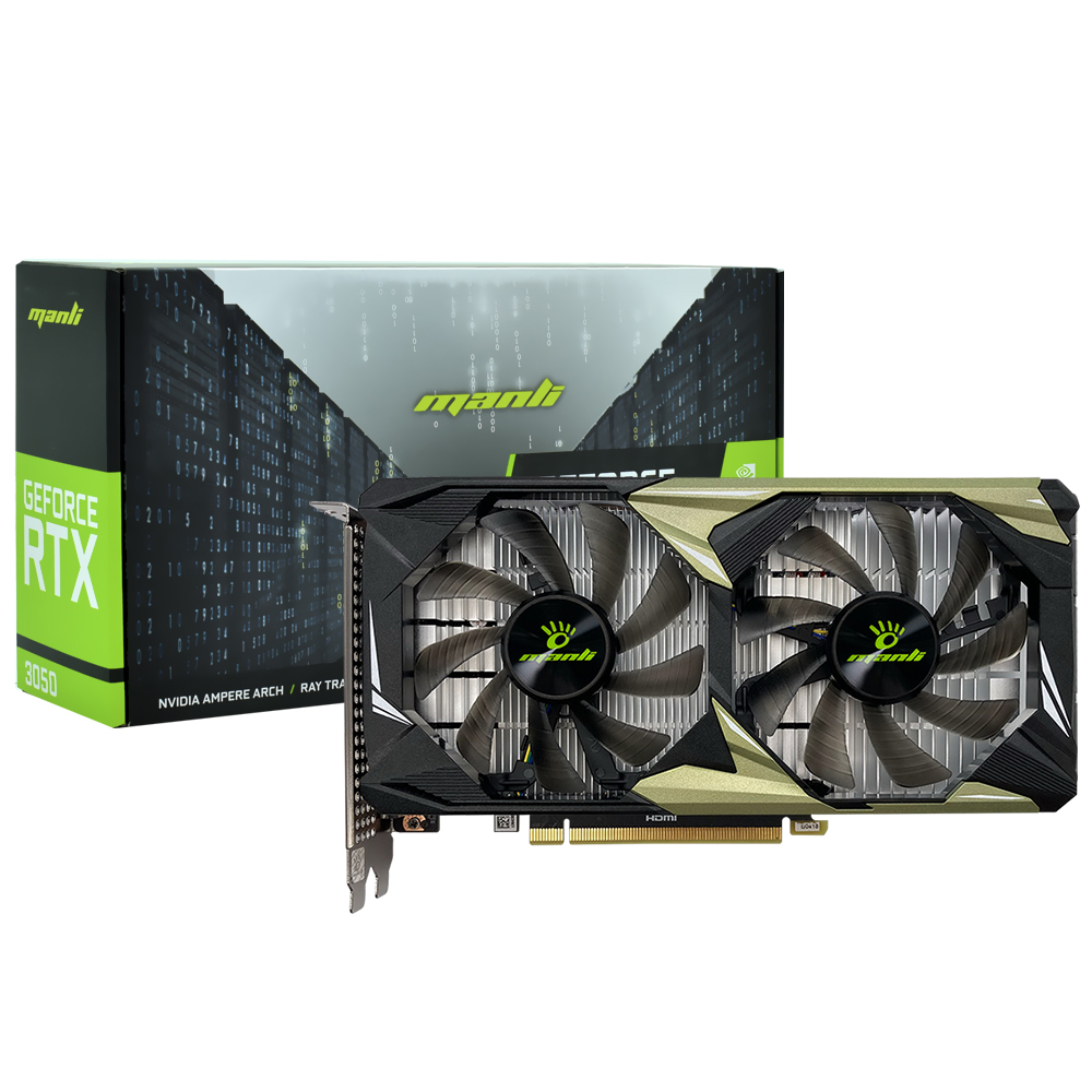 Placa de Vídeo Manli Twin 6GB GeForce RTX3050 GDDR6 - M-NRTX3050/6REHDP-M2619