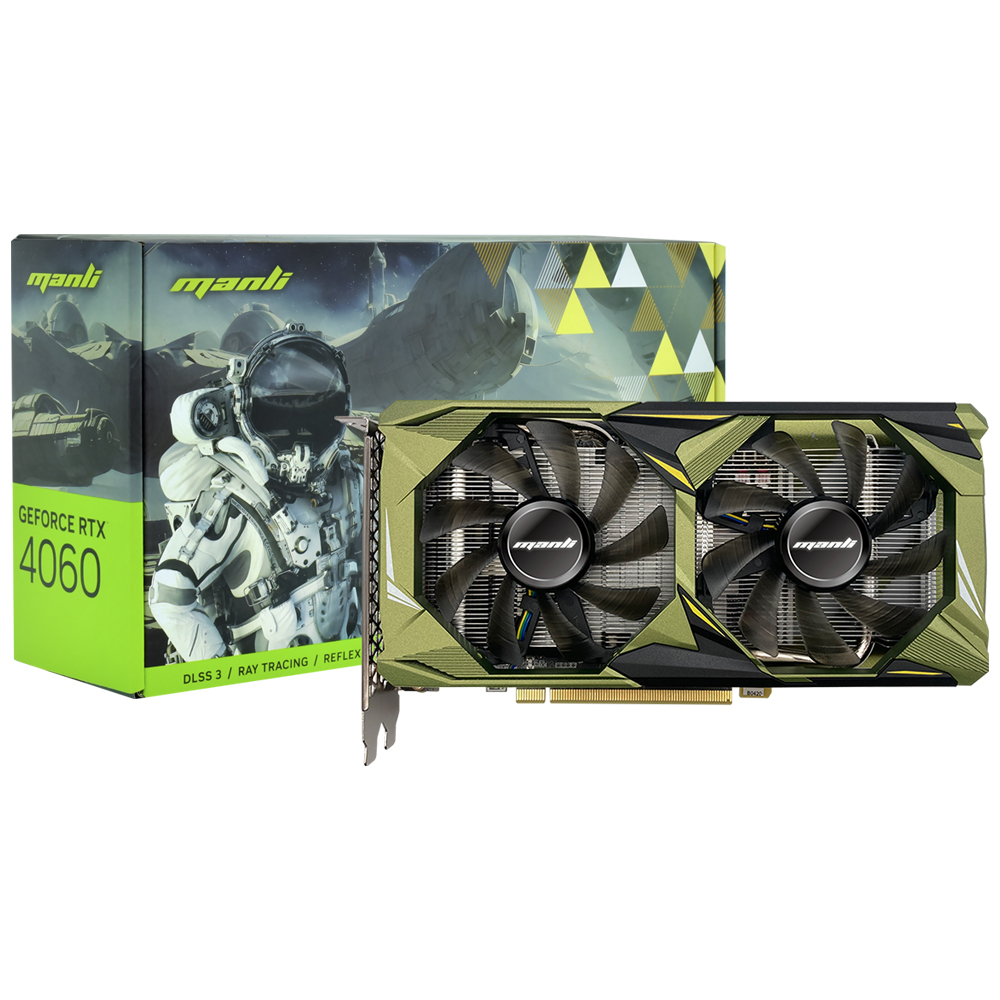 Placa de Vídeo Manli Twin 8GB GeForce RTX4060 GDDR6 - M-NRTX4060/6RGHPPP-M2621
