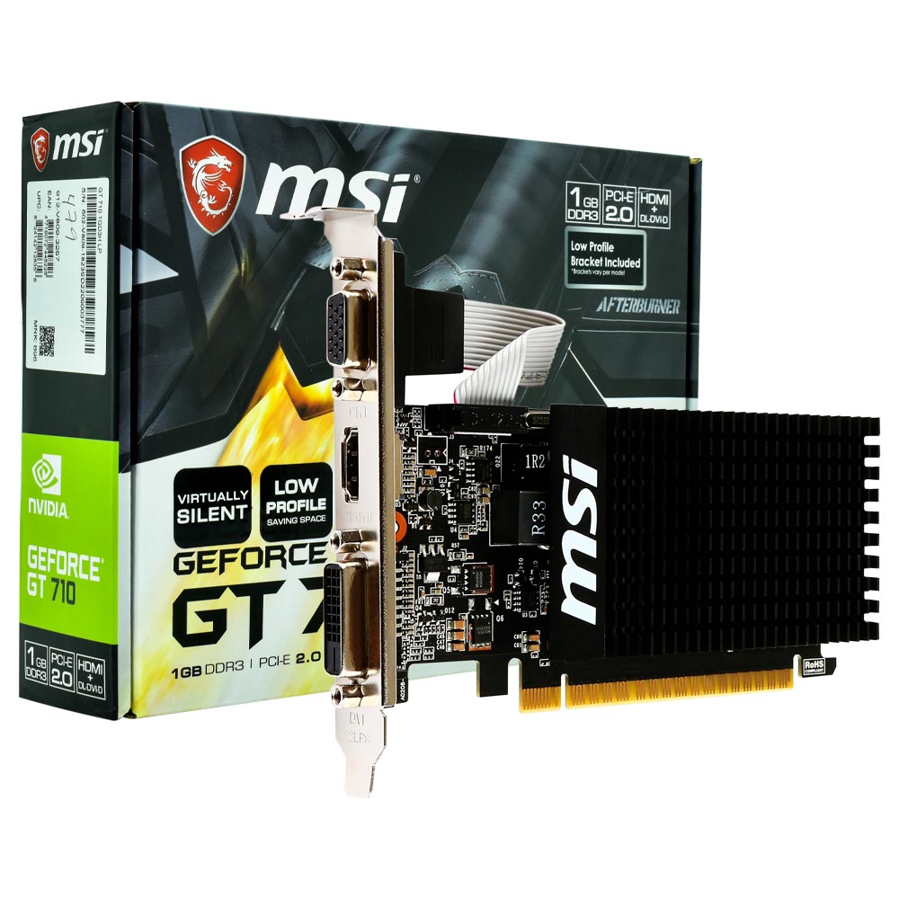 Placa de Vídeo MSI Afterburner 1GB GeForce GT710 DDR3 - GT7101GD3HLP