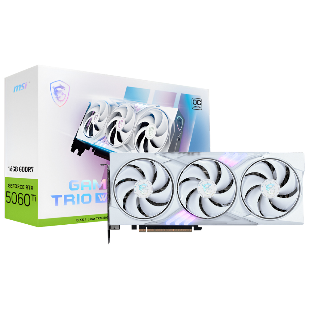 Placa de Vídeo MSI Gaming Trio White OC 16GB GeForce RTX5060TI GDDR7 - 912-V535-025