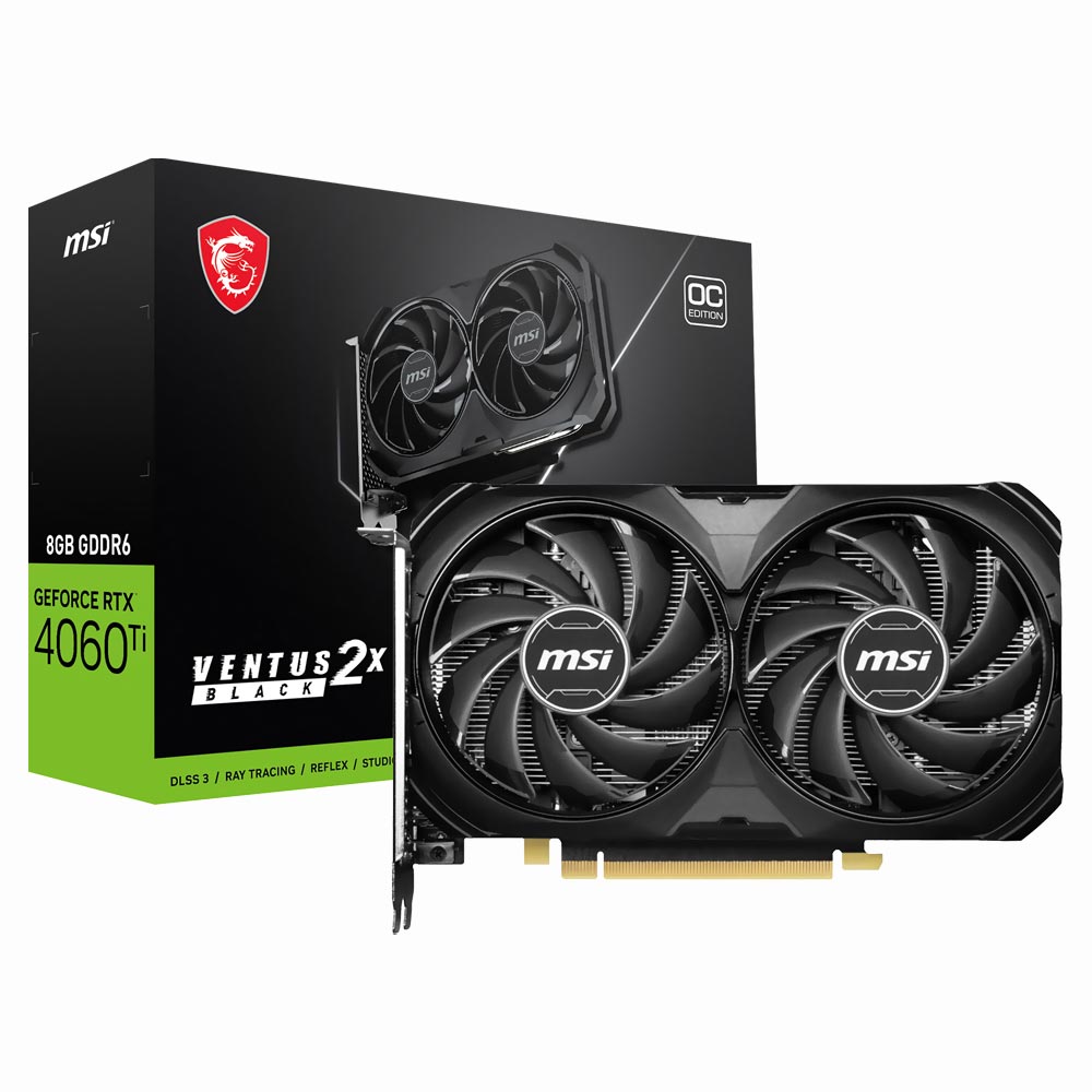 Placa de Vídeo MSI Ventus 2X Black OC 8GB GeForce RTX4060TI GDDR6 - 912-V512-024