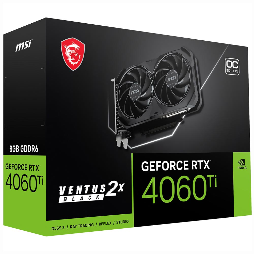 Placa de Vídeo MSI Ventus 2X Black OC 8GB GeForce RTX4060TI GDDR6 - 912-V512-024