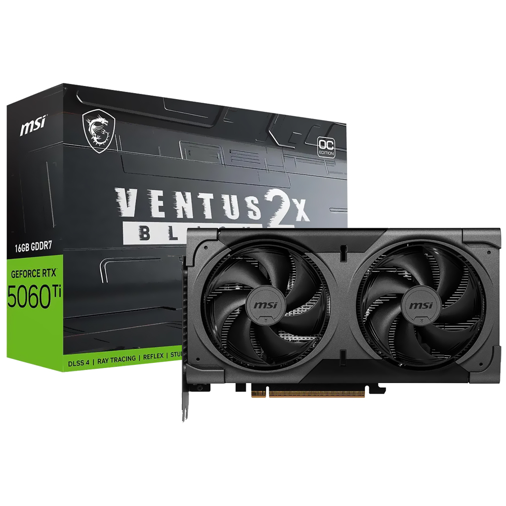 Placa de Vídeo MSI Ventus 2X OC Black Plus GeForce RTX5060TI GDDR7 - 912-V535-088