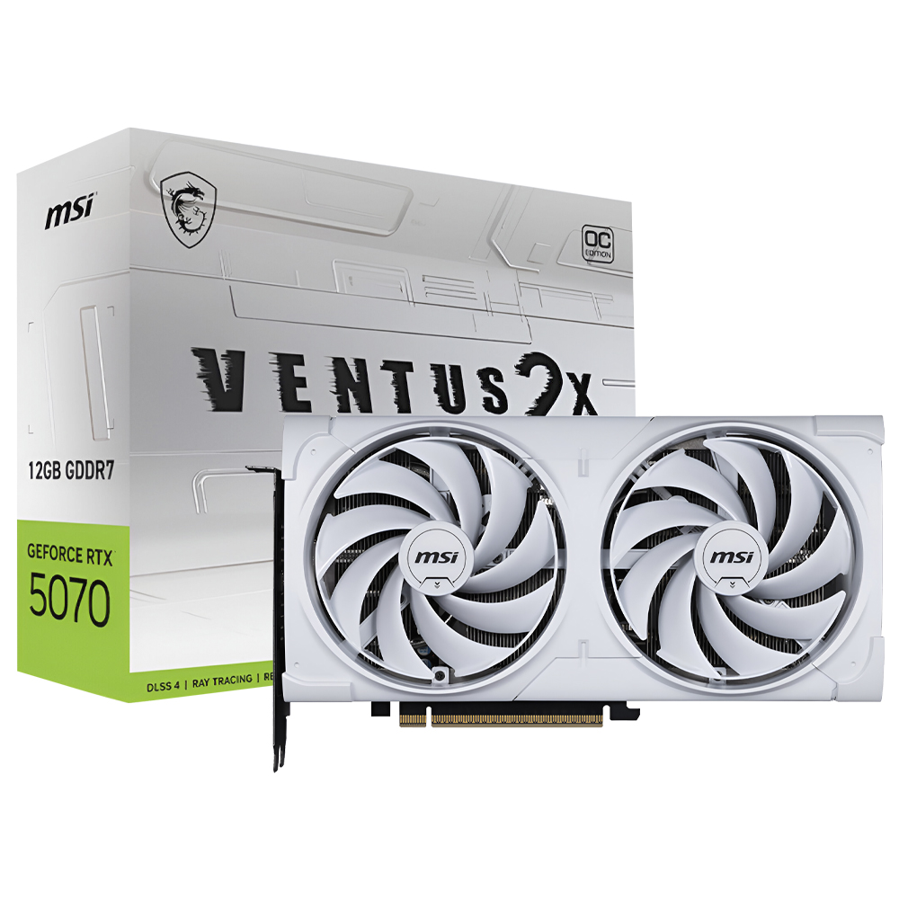 Placa de Vídeo MSI Ventus 2X OC White 12GB GeForce RTX5070 GDDR7 - 912-V532-010