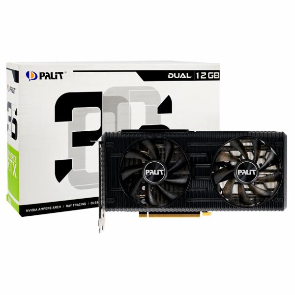 Placa de Vídeo Palit Dual 12GB GeForce RTX3060 GDDR6 - NEC63060019K9-190AD