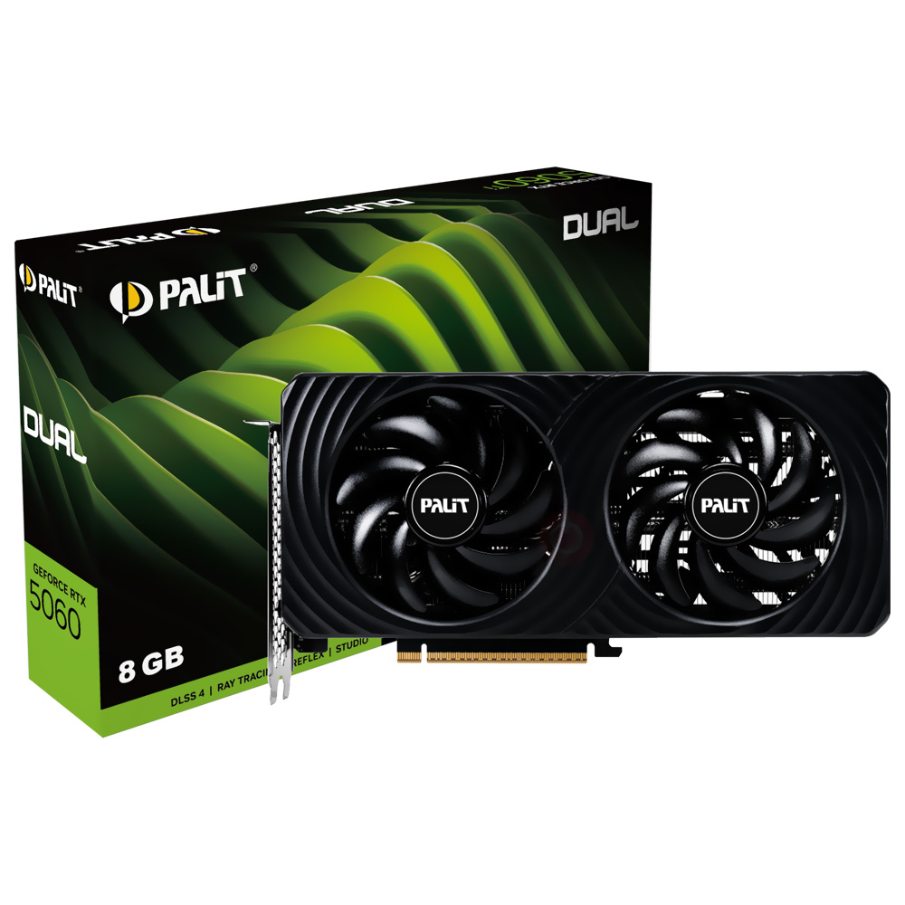 Placa de Vídeo Palit Dual 8GB GeForce RTX5060 GDDR7 - NE75060019P1-GB2063D