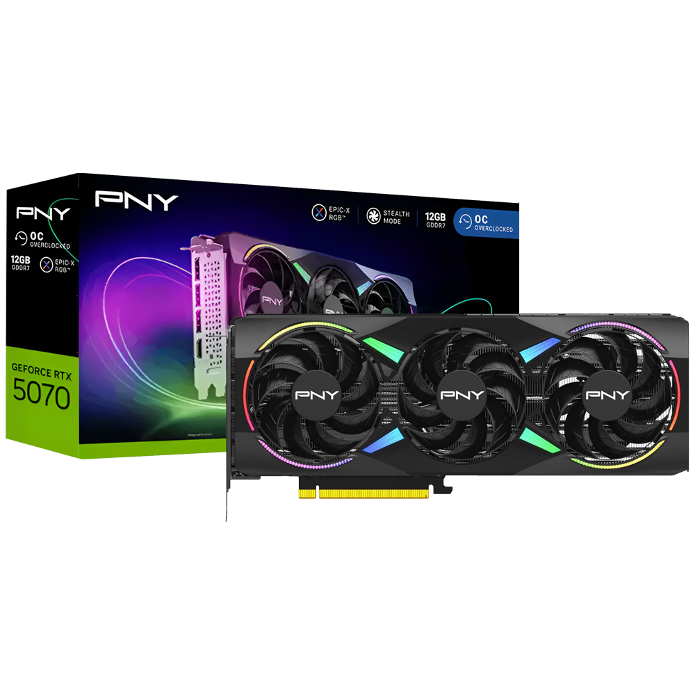 Placa de Vídeo PNY Epic-X OC 12GB GeForce RTX5070 GDDR7 / RGB  - VCG507012TFXXPB1-O
