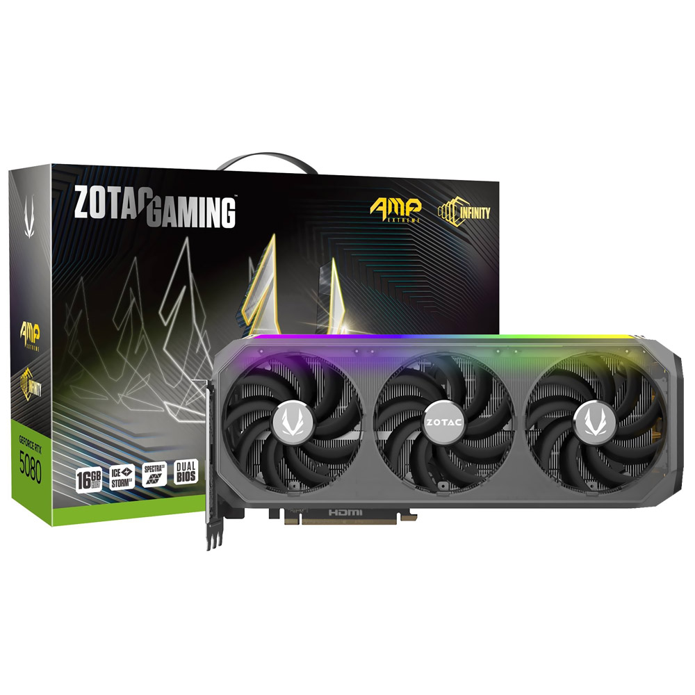 Placa de Vídeo Zotac Gaming AMP Infinity 16GB GeForce RTX5080 GDDR7 - ZT-B50800B-10P