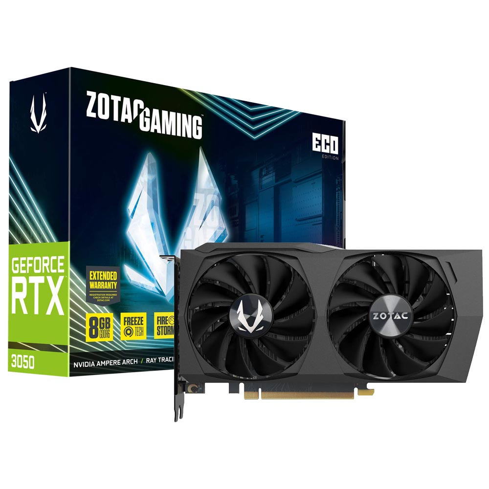 Placa de Vídeo Zotac Gaming Eco Edition 8GB GeForce RTX3050 GDDR6 - ZT-A30500K-10M