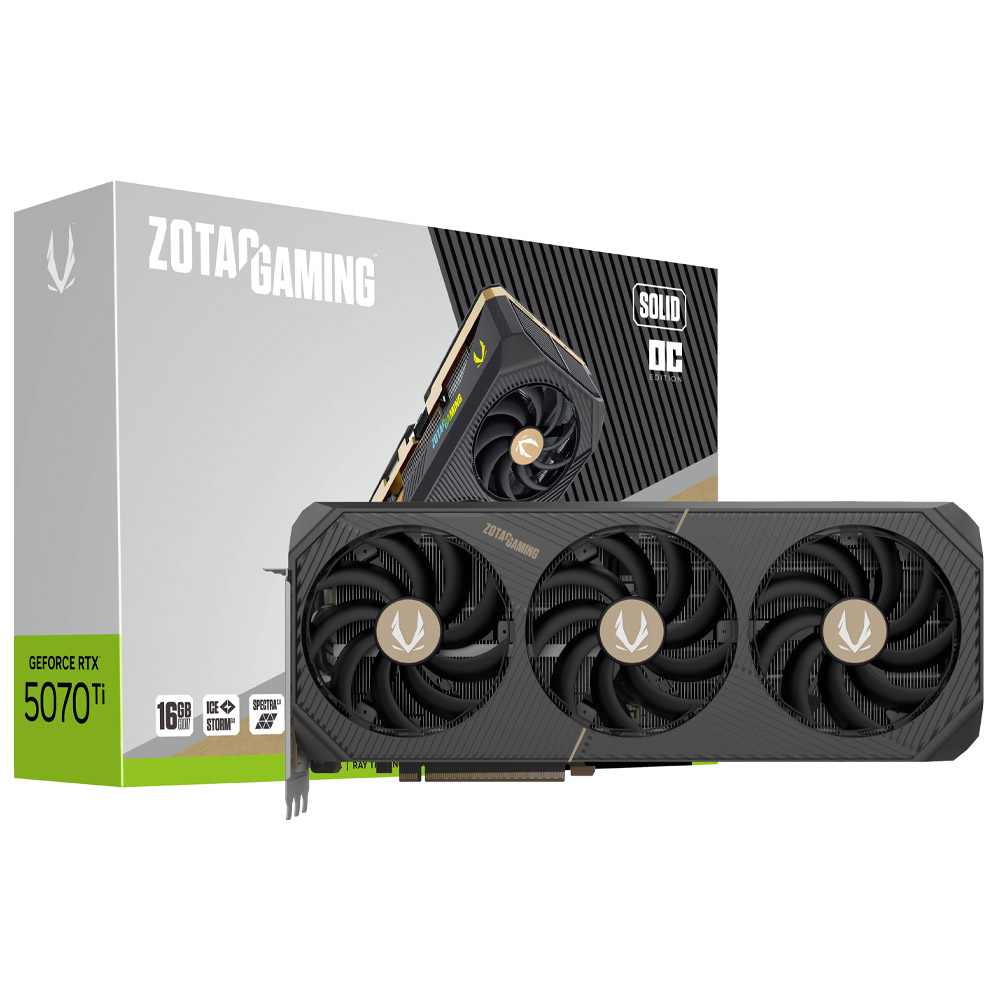 Placa de Vídeo Zotac Gaming Solid OC 16GB GeForce RTX5070TI GDDR7 - ZT-B50710J-10P