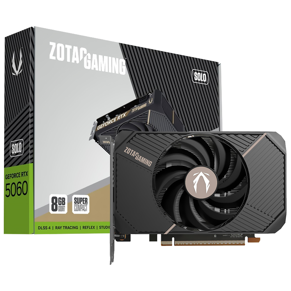 Placa de Vídeo Zotac Gaming Solo 8GB GeForce RTX5060 GDDR7 - ZT-B50600G-10L