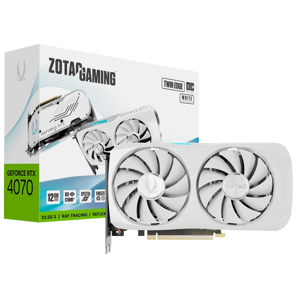 Placa de Vídeo Zotac Gaming Twin Edge OC White Edition 12GB GeFroce RTX4070 GDDR6X - ZT-D40700Q-10M