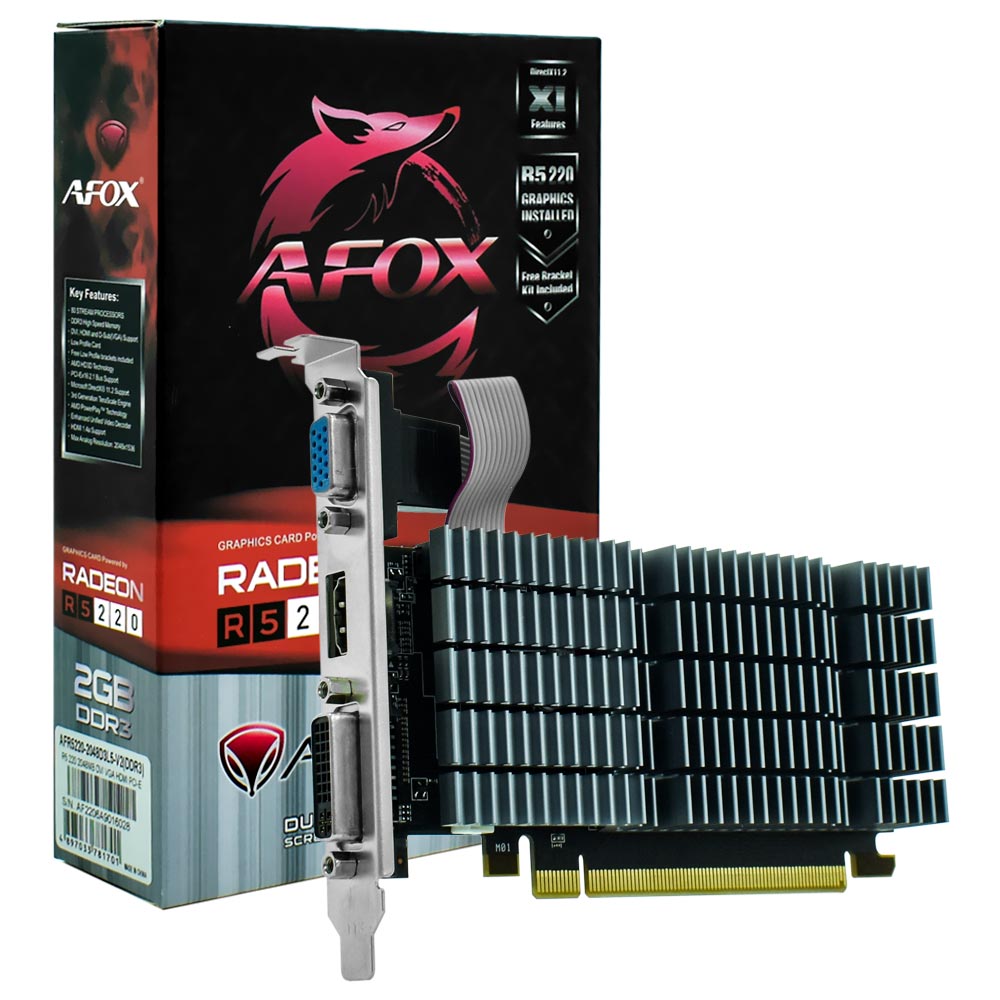 Placa de Video AFOX 2GB Radeon R5 220 DDR3 - AFR5220-2048D3L5-V2