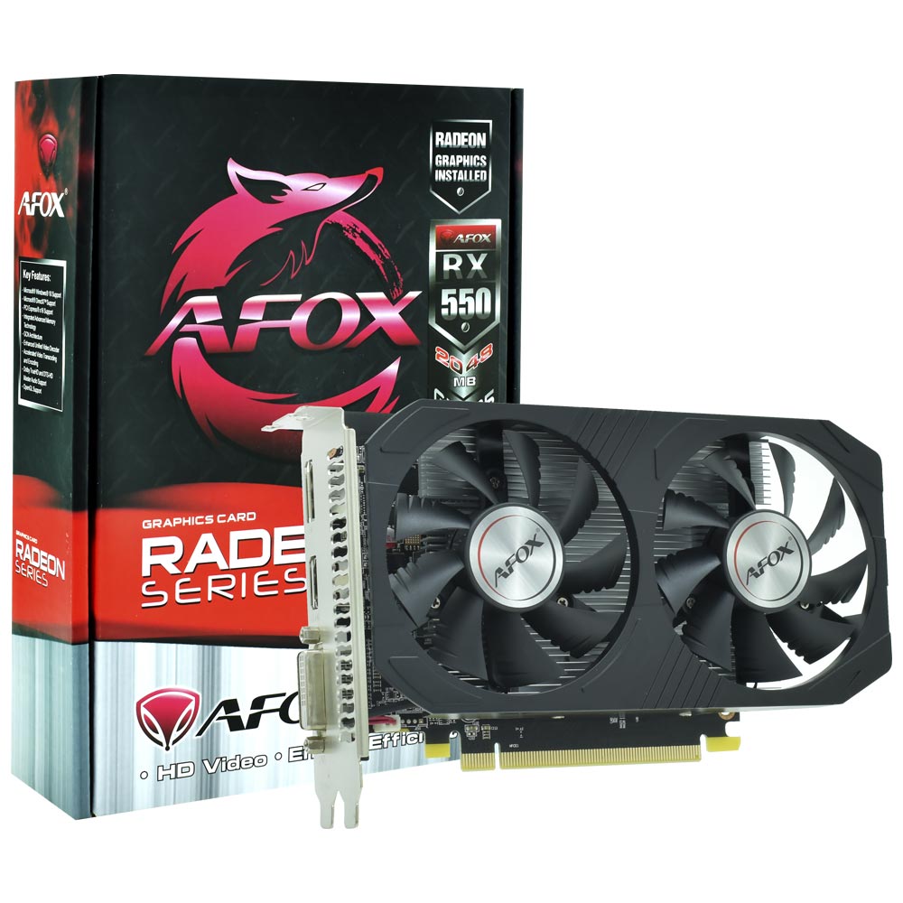Placa de Vídeo AFOX 2GB Radeon RX-550 GDDR5 - AFRX550-2048D5H4-V6