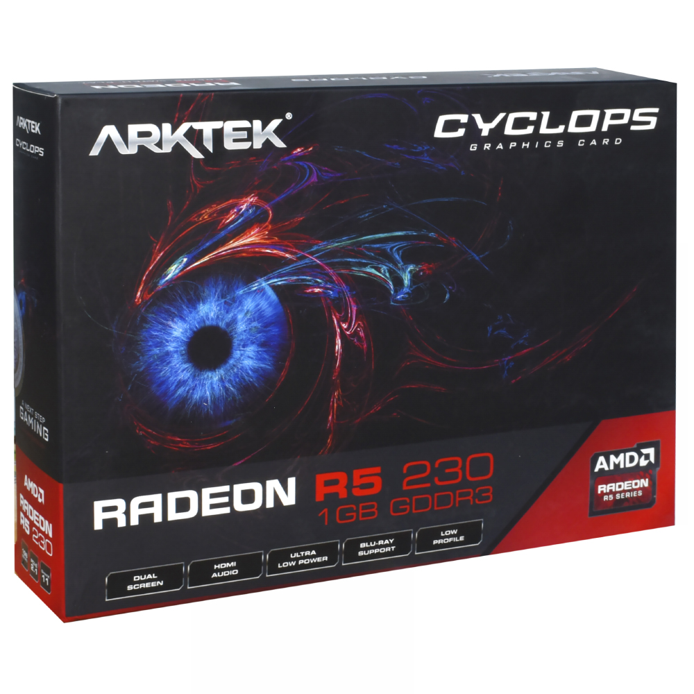 Placa de Vídeo Arktek Cyclops 1GB Radeon R5-230 GDDR3 - AKR230D3S1GL1