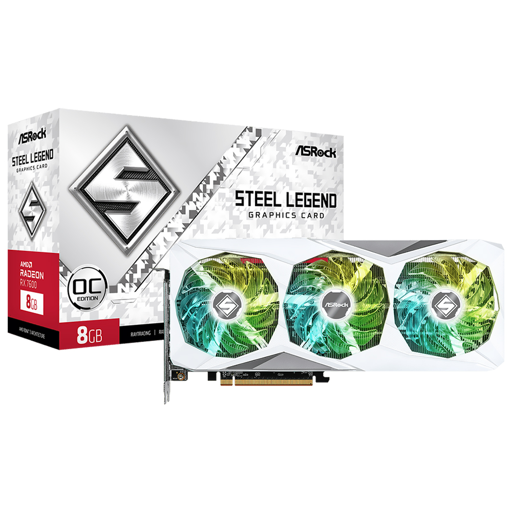 Placa de Video ASRock Steel Legend OC 8GB Radeon RX7600 GDDR6 - 90-GA4DZZ-00UANF