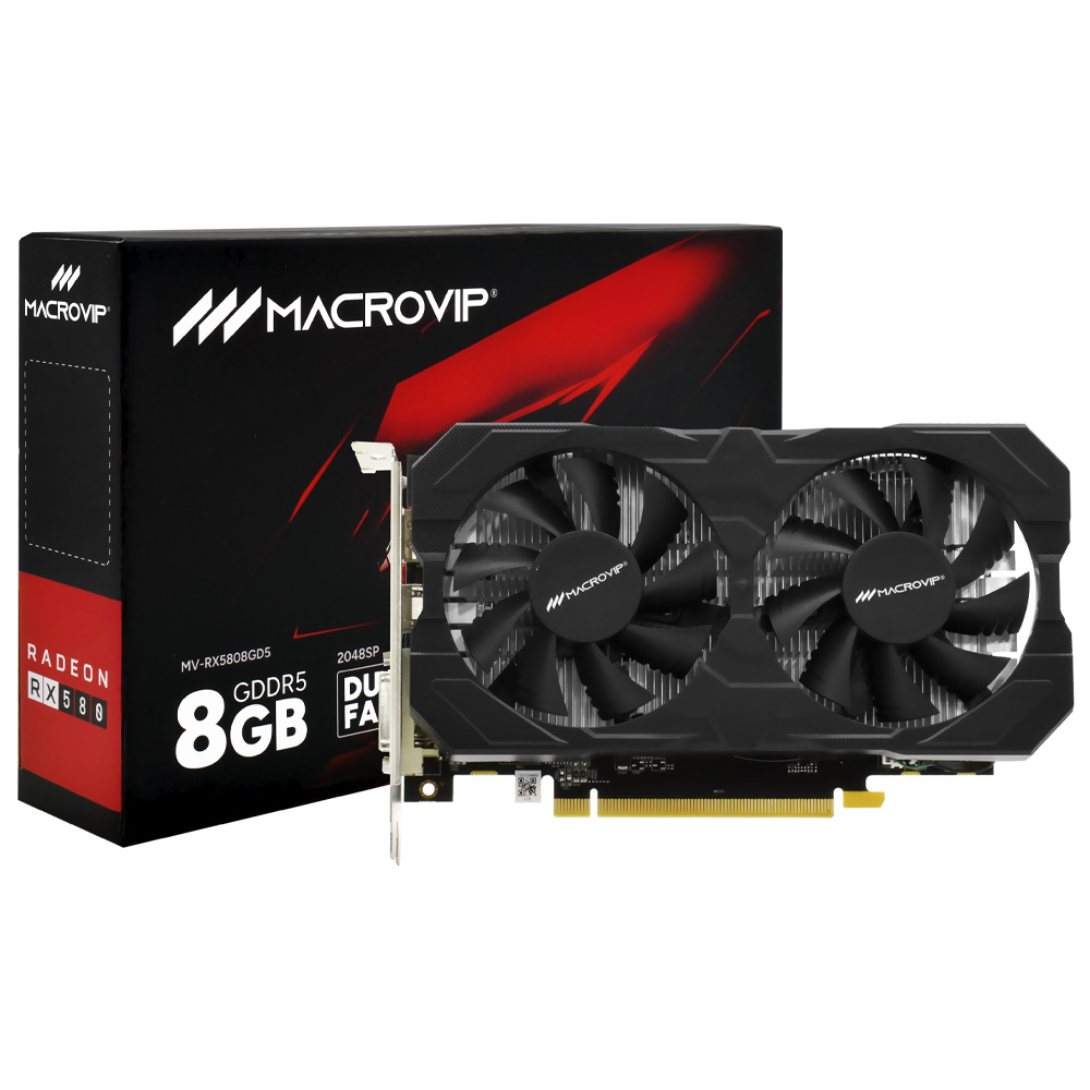 Placa de Vídeo Macrovip Dual 8GB Radeon RX580 GDDR5 - MV-RX5808GD5