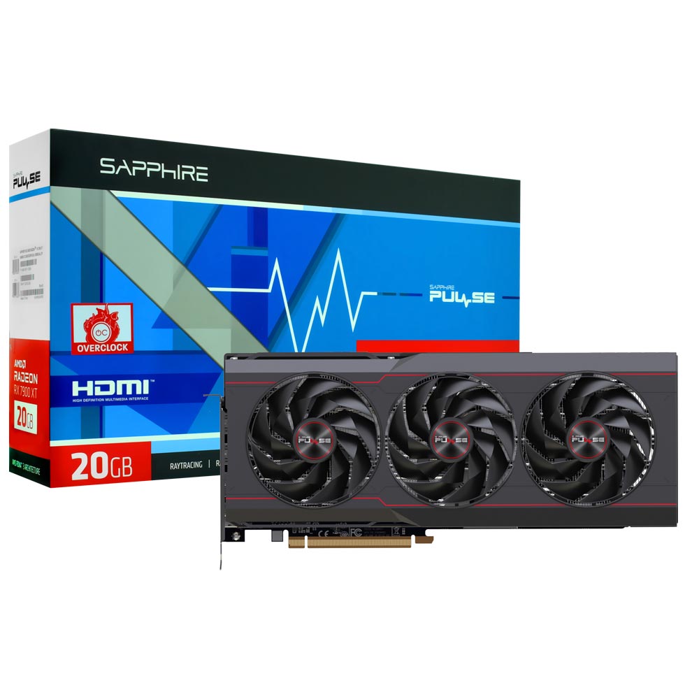 Placa de Vídeo Sapphire Gaming Pulse OC 20GB Radeon RX7900 XT GDDR6 - 11323-02-20G