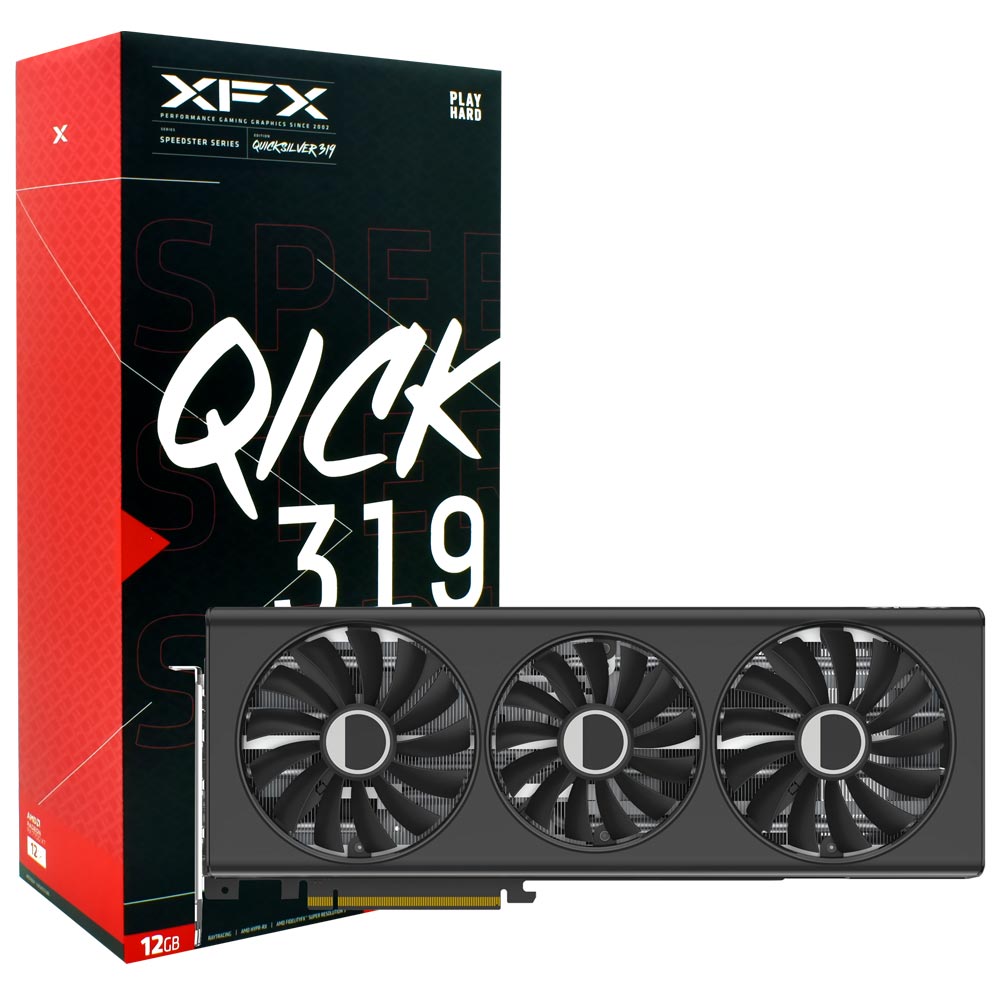 Placa de Vídeo XFX Speedster QICK 319 Black 12GB Radeon RX7700 XT GDDR6 - RX-77TQICKB9