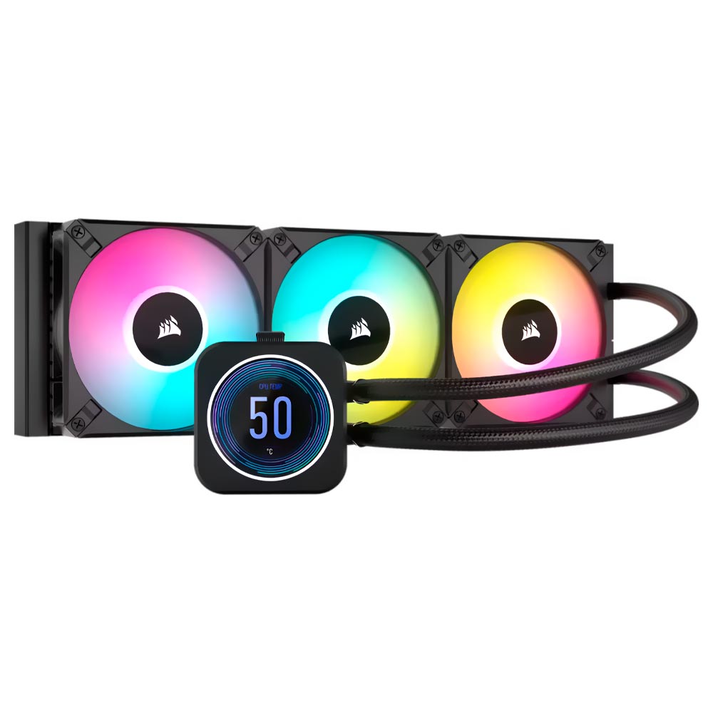 Water Cooler para Processador Corsair ICUE H150I Elite LCD XT RGB 360MM Preto - CW-9060075-WW