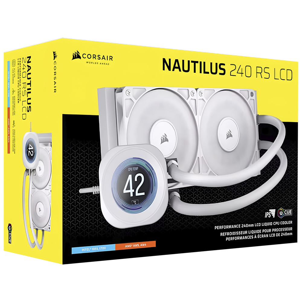 Water Cooler para Processador Corsair Nautilus 240 RS LCD 240MM - Branco (CW-9061032-WW)