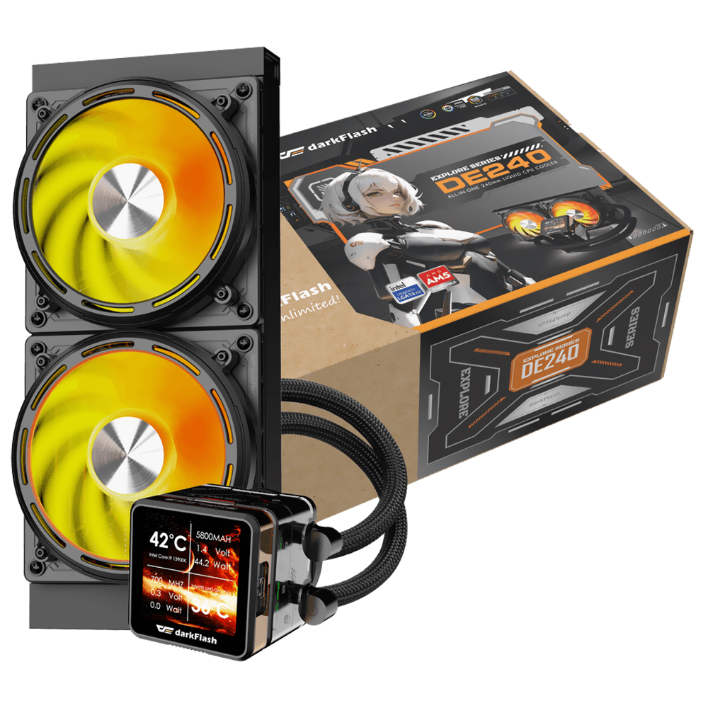 Water Cooler Para Processador darkFlash Explore Series DE240 240MM ARGB - Preto