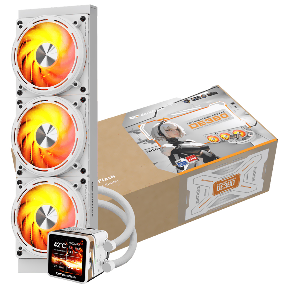Water Cooler Para Processador darkFlash Explore Series DE360 360MM ARGB - Branco
