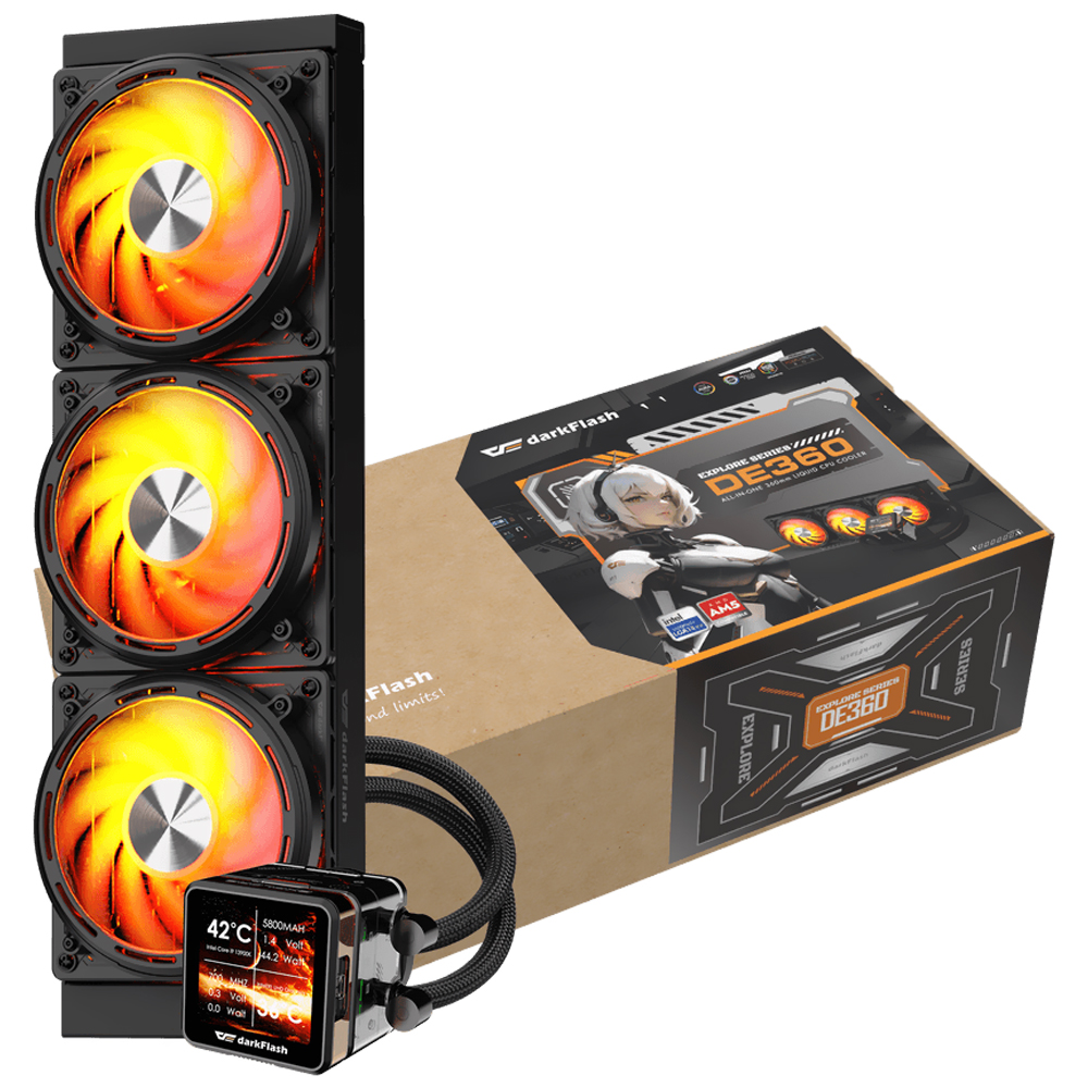 Water Cooler Para Processador darkFlash Explore Series DE360 360MM ARGB - Preto